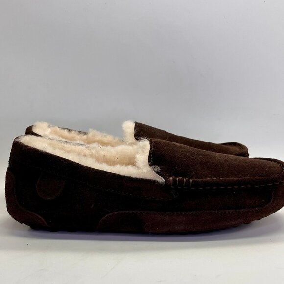 Fireside by Dearfoams Melbourne Genuine Shearling MocSlippers Sz 10 Coffee Brown - Picture 2 of 15